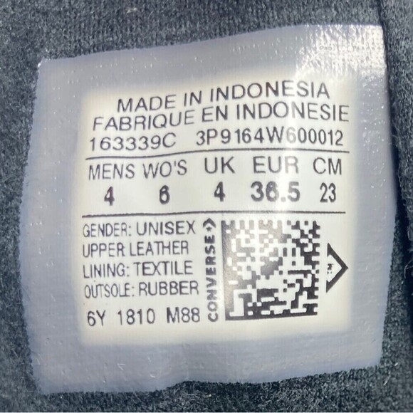 Converse CTAS Hi Shoes Size Men's 4 Women's 6 Leather Black Bold Citron - Picture 11 of 14